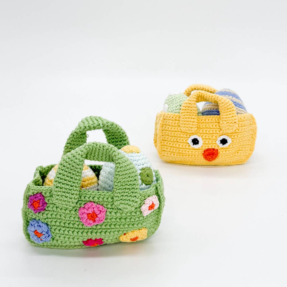 Easter Basket with Plush Eggs – Handmade Cotton Gift Basket