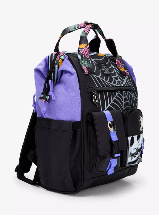 Disney The Nightmare Before Christmas Spiderweb Multi-Pocket Backpack With Jack Skellington Plush
