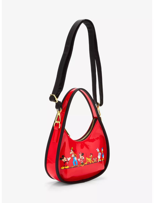 Loungefly Mickey Mouse & Friends Walking - Red Vinyl Crossbody Bag