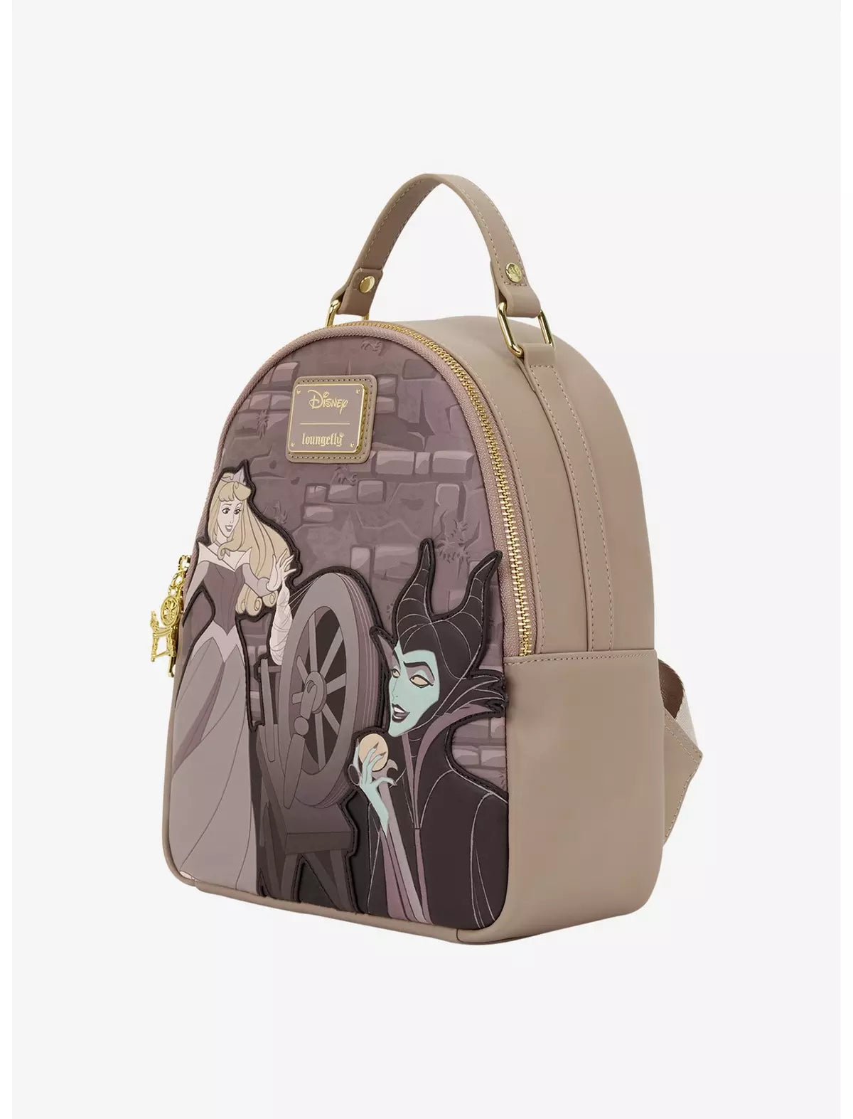 Loungefly Disney Sleeping Beauty Aurora & Maleficent Spinning Wheel Mini Backpack
