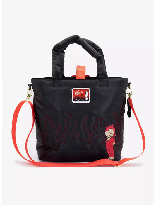 Kewpie Devil Puffy Tote Bag with Angel Acrylic Charm