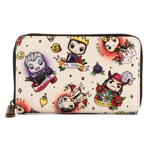 Pop By Loungefly Disney Villains Tattoo AOP Zip Around Wallet