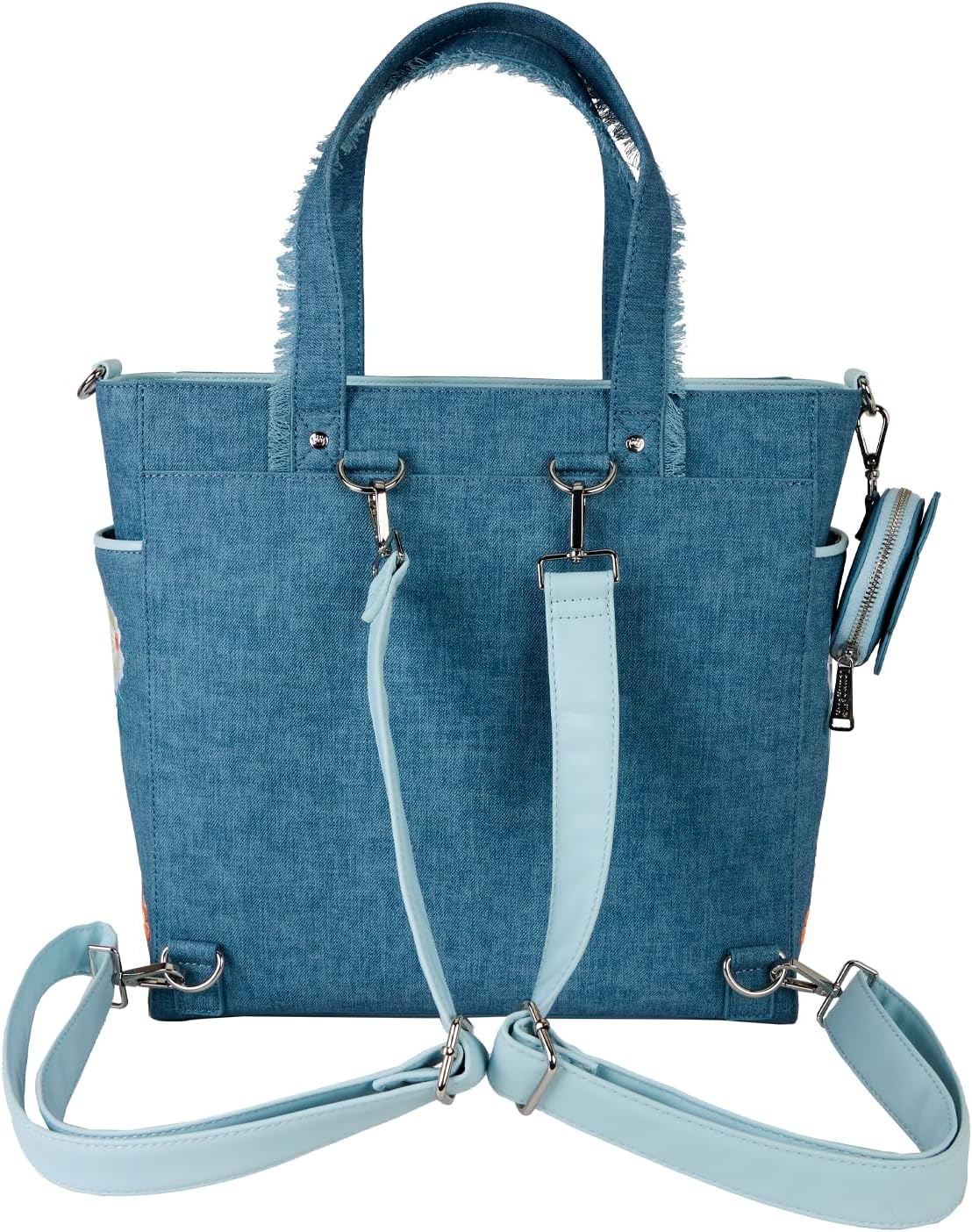 Loungefly Disney Dogs & Cats Faux Denim Convertible Tote Bag with Coin Bag