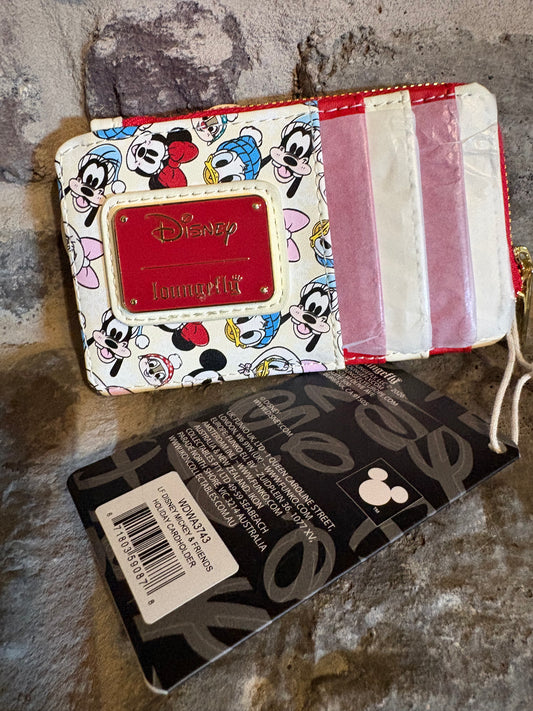 Loungefly Mickey and Friends Holiday Zip around card holder