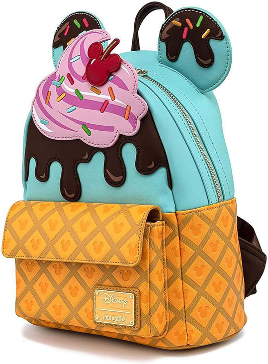 Loungefly Disney Mickey and Minnie Mouse Sweets Ice Cream Mini Backpack