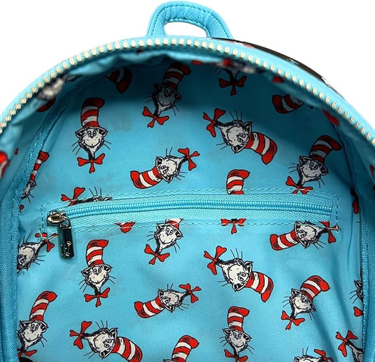 Loungefly Dr Seuss Cat in the Hat AOP Mini Backpack