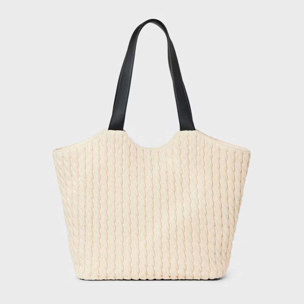 A New Day Quilted Shopper Tote Handbag Bag Carryall Magnetic Closure