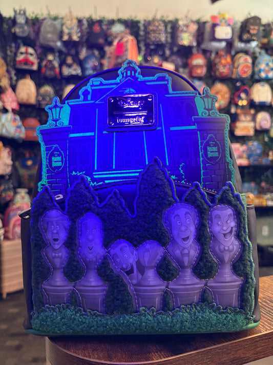 Loungefly Haunted Mansion Busts mini Backpack Glows in the Dark