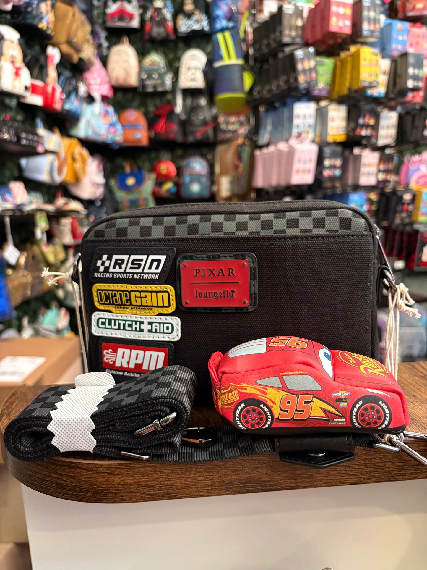 Loungefly Disney Pixar Cars Piston Cup Sling Crossbody Bag