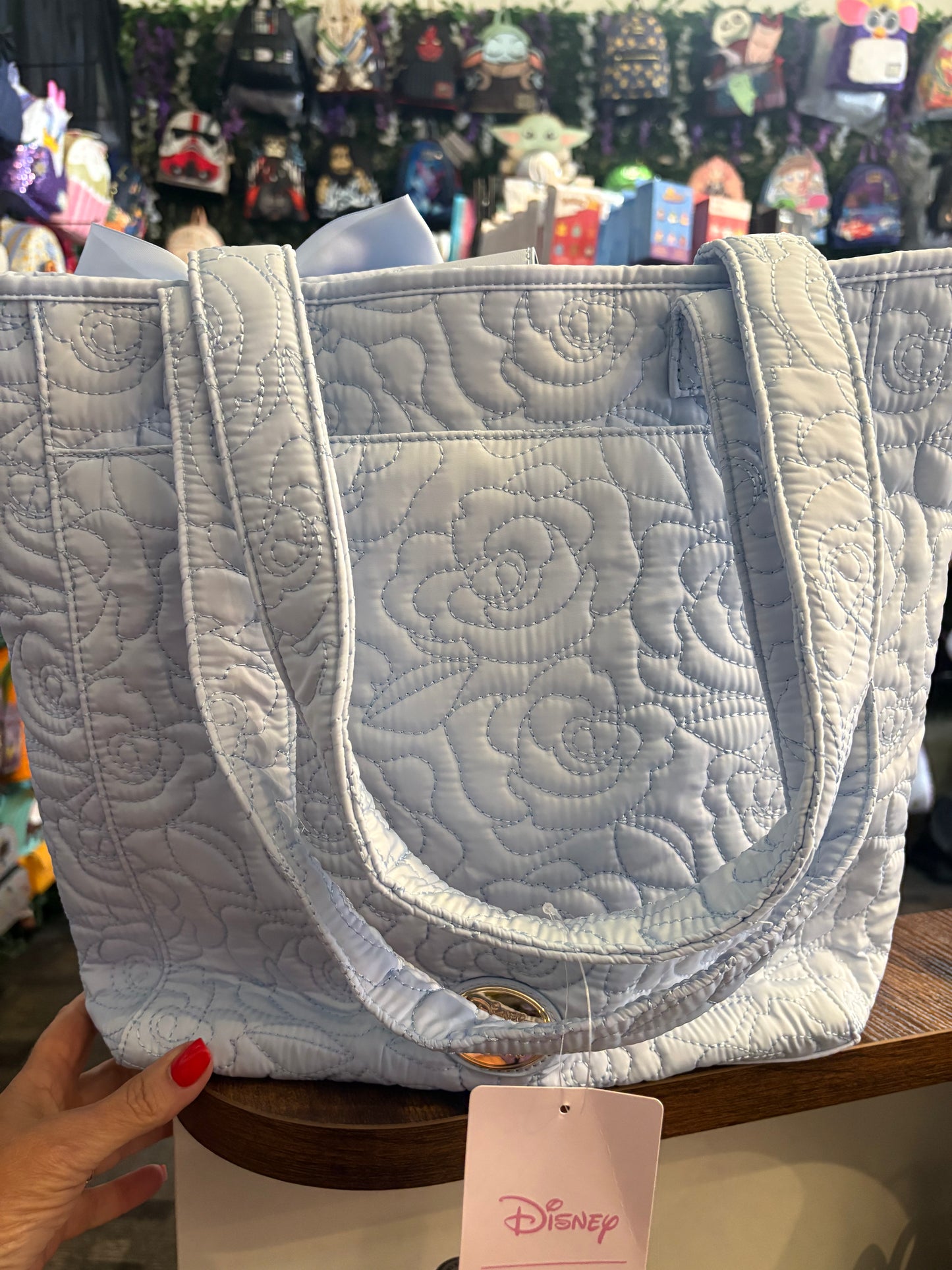 Disney Princess Her Universe Light Blue Rose Quilted Tote