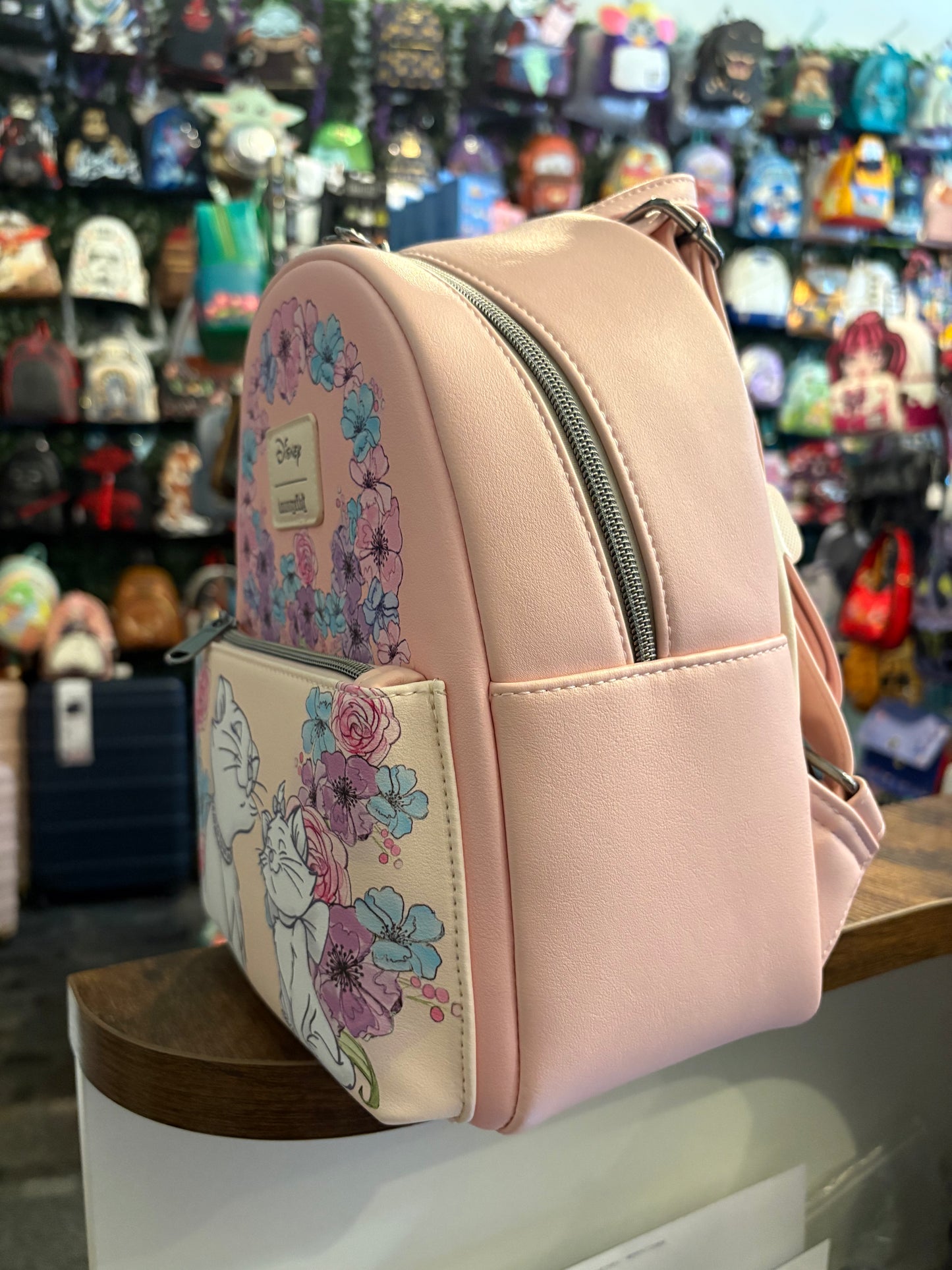 Loungefly Soft Tag The Aristocats Duchess and Marie Floral Mini Backpack