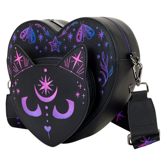 Loungefly Neon Cat Figural Heart Crossbody Bag
