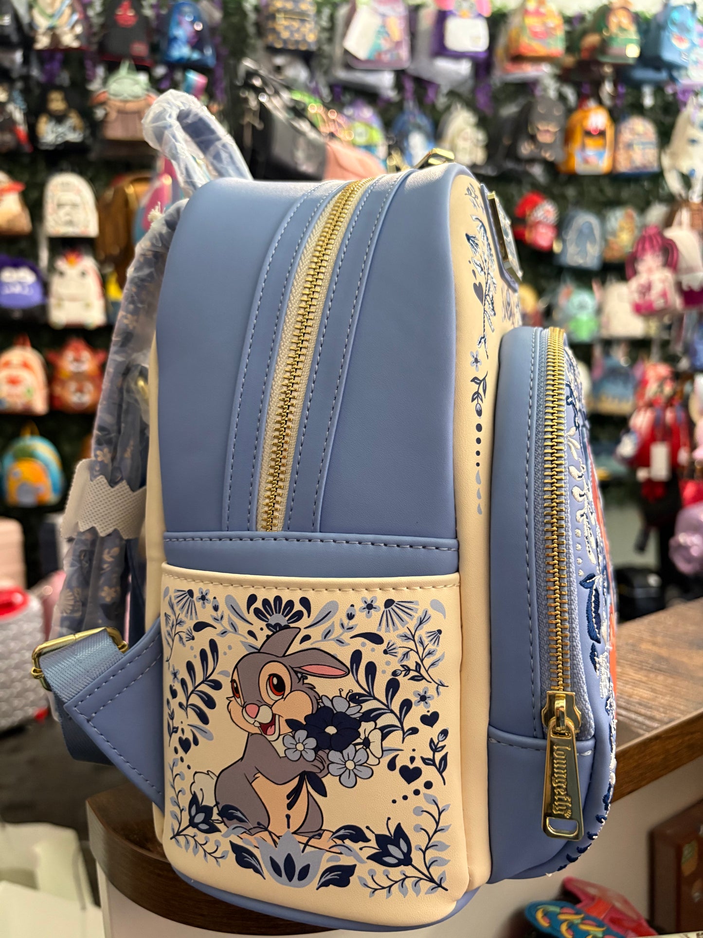 Loungefly Bambi Blue white floral mini backpack