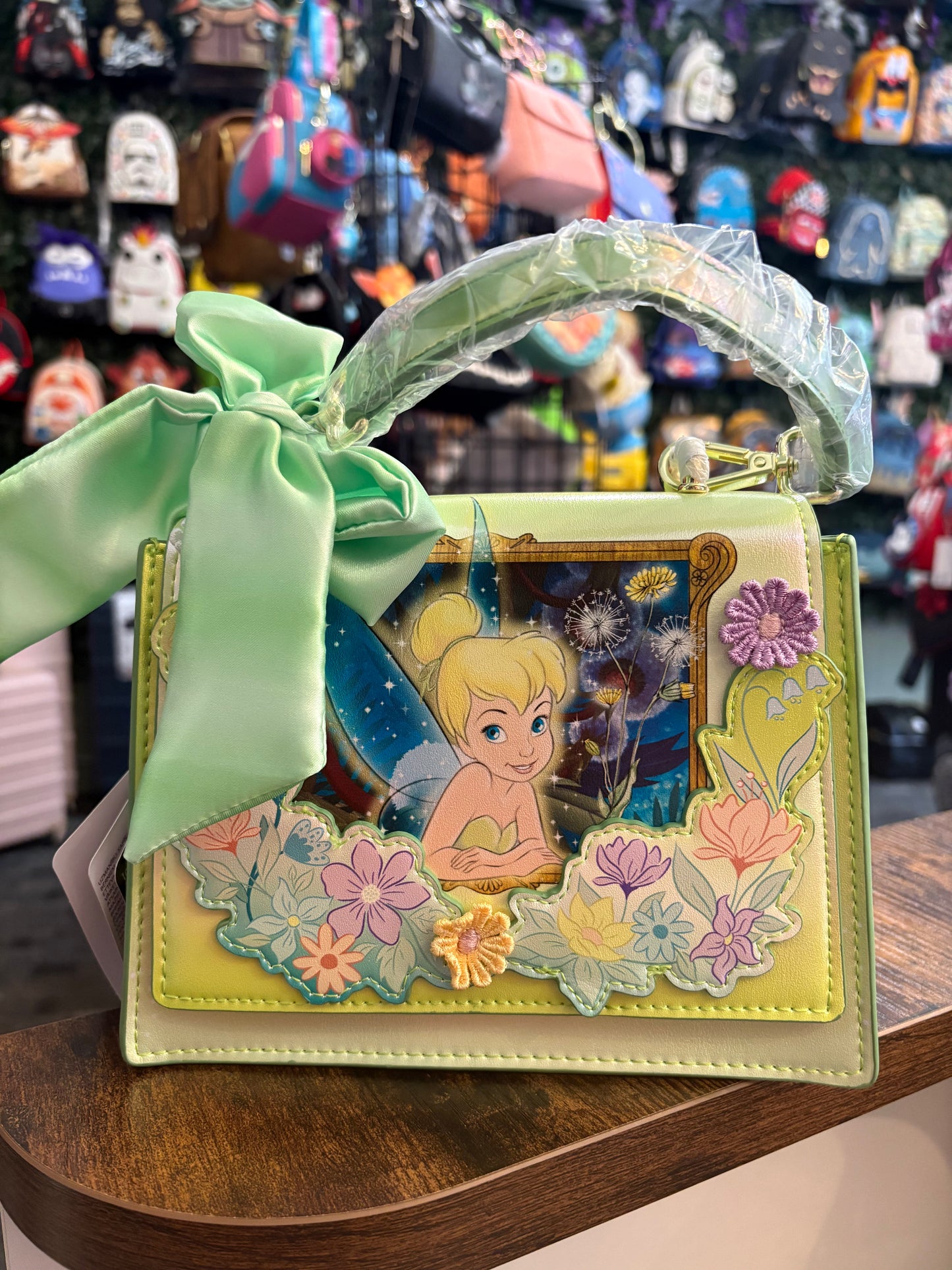Loungefly Peter Pan's Tinker Bell Flower Iridescent Crossbody Bag