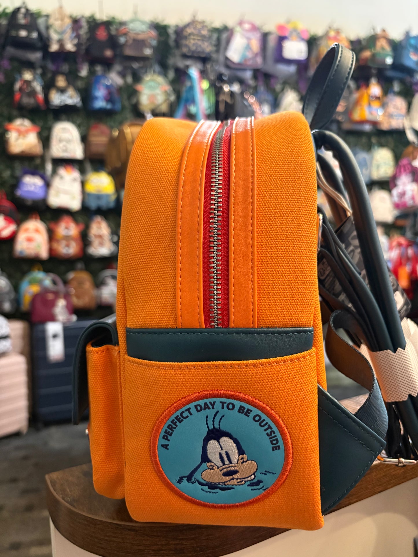 Loungefly Goofy Camping washed patch mini backpack