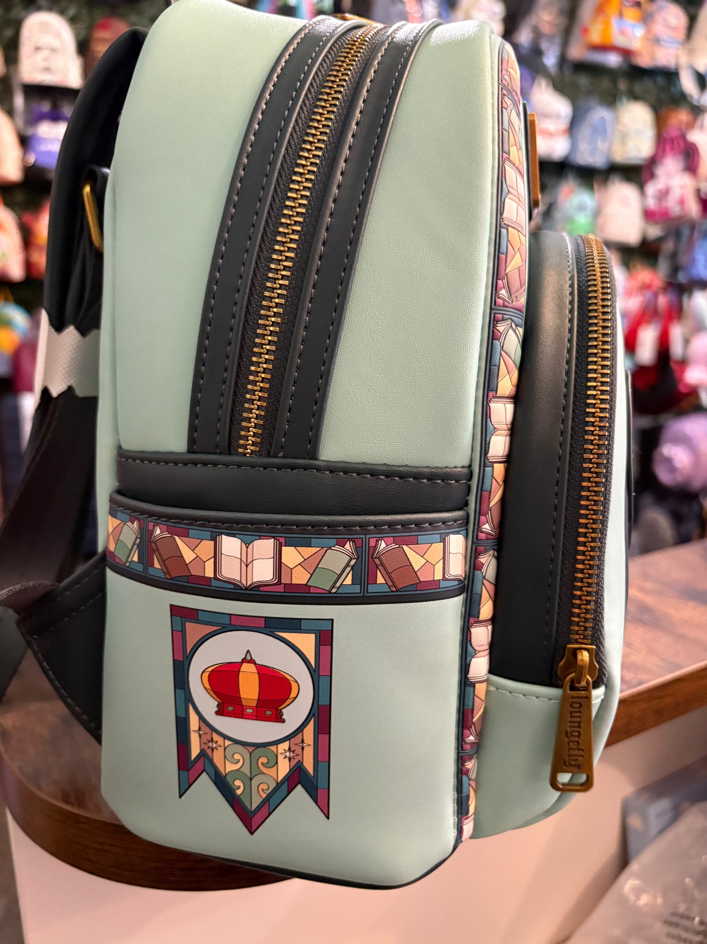 Loungefly Sword and Stone Stained Glass mini backpack