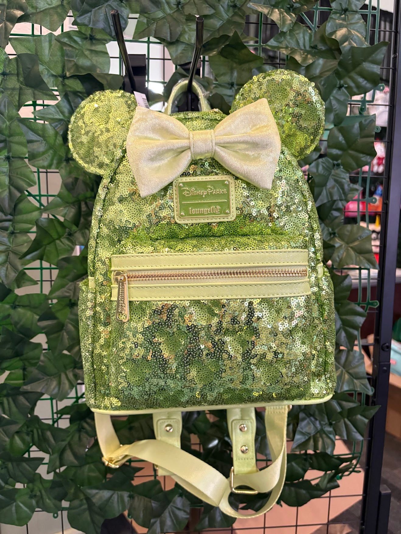 Loungefly Disney Parks Minnie Mouse Sequin Tinkerbell Green Backpack