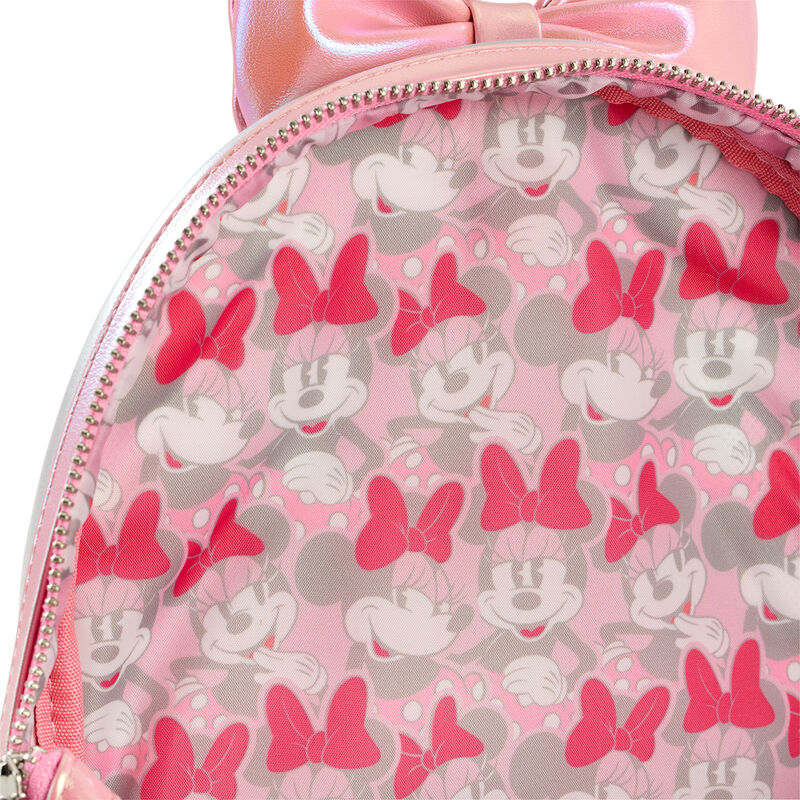 Loungefly Silver And Pink Minnie Mouse Mini Backpack