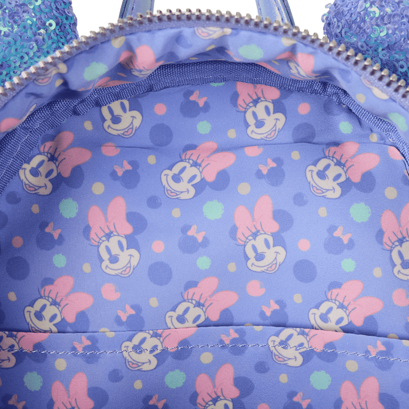 Loungefly Minnie Mouse Iridescent AOP Sequin Ear Mini Backpack
