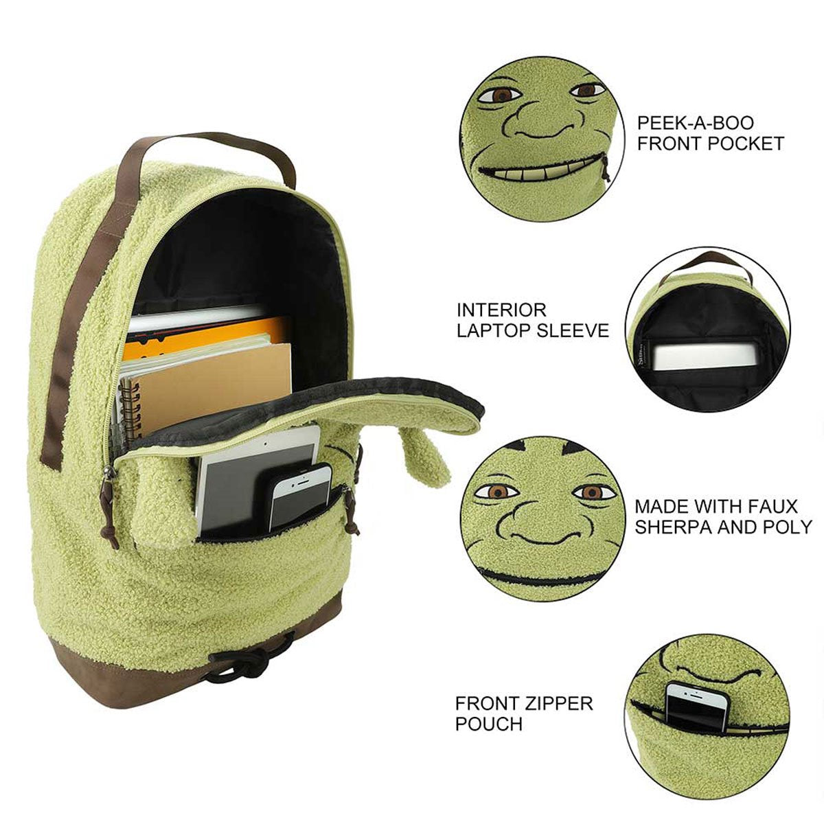Shrek Sherpa Big Face Backpack