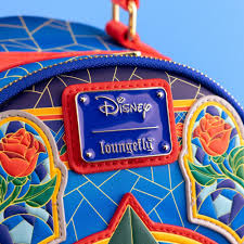Loungefly Disney Beauty and the Beast Stained Glass Roses Mini Backpack