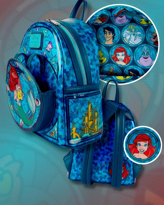 Loungefly Disney Little Mermaid Ariel Stained Glass Mini Backpack