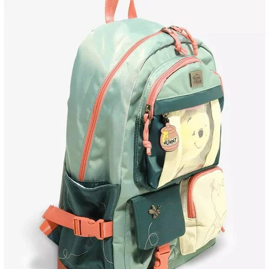 Bio World Disney Winnie the Pooh Multi-Pocket Backpack with Plush Pooh Keychain