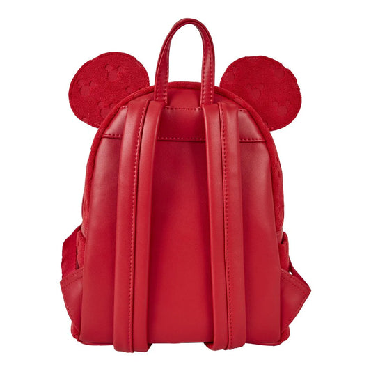 Loungefly Disney Mickey Mouse AOP Plush Burnout Mini Backpack with Coin Purse