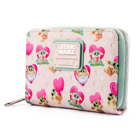 Loungefly Star Wars Mandalorian Grogu Valentines Zip Around Wallet