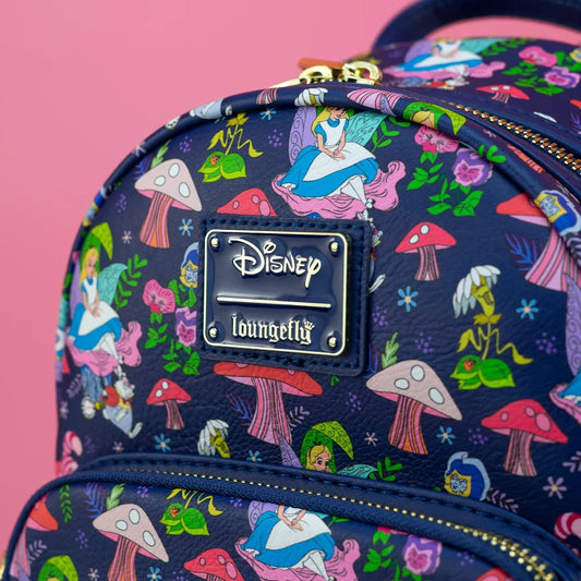 Loungefly Disney Alice in Wonderland Characters AOP Mini Backpack