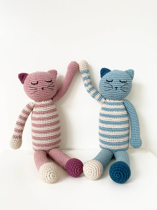 HandmadeSleeping Kitten Plush Toy | Organic Cotton Crochet