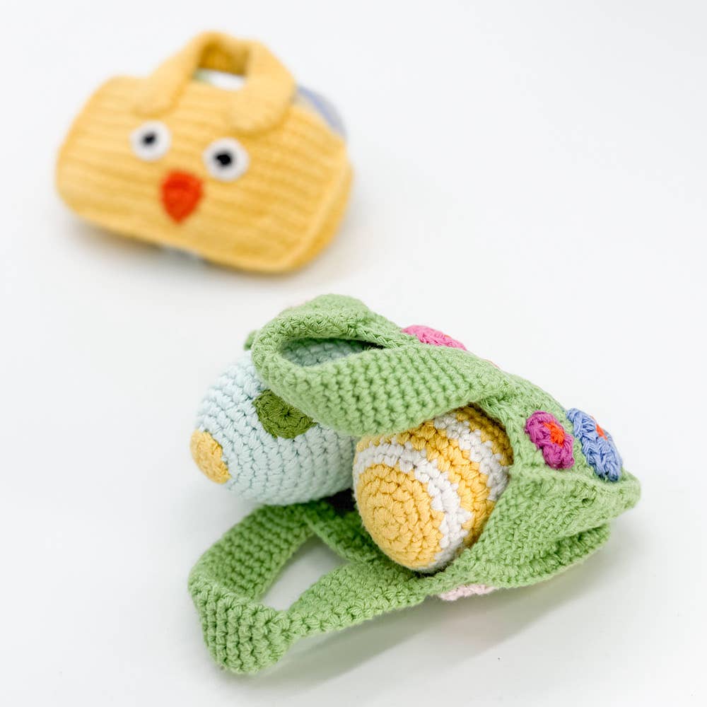 Easter Basket with Plush Eggs – Handmade Cotton Gift Basket