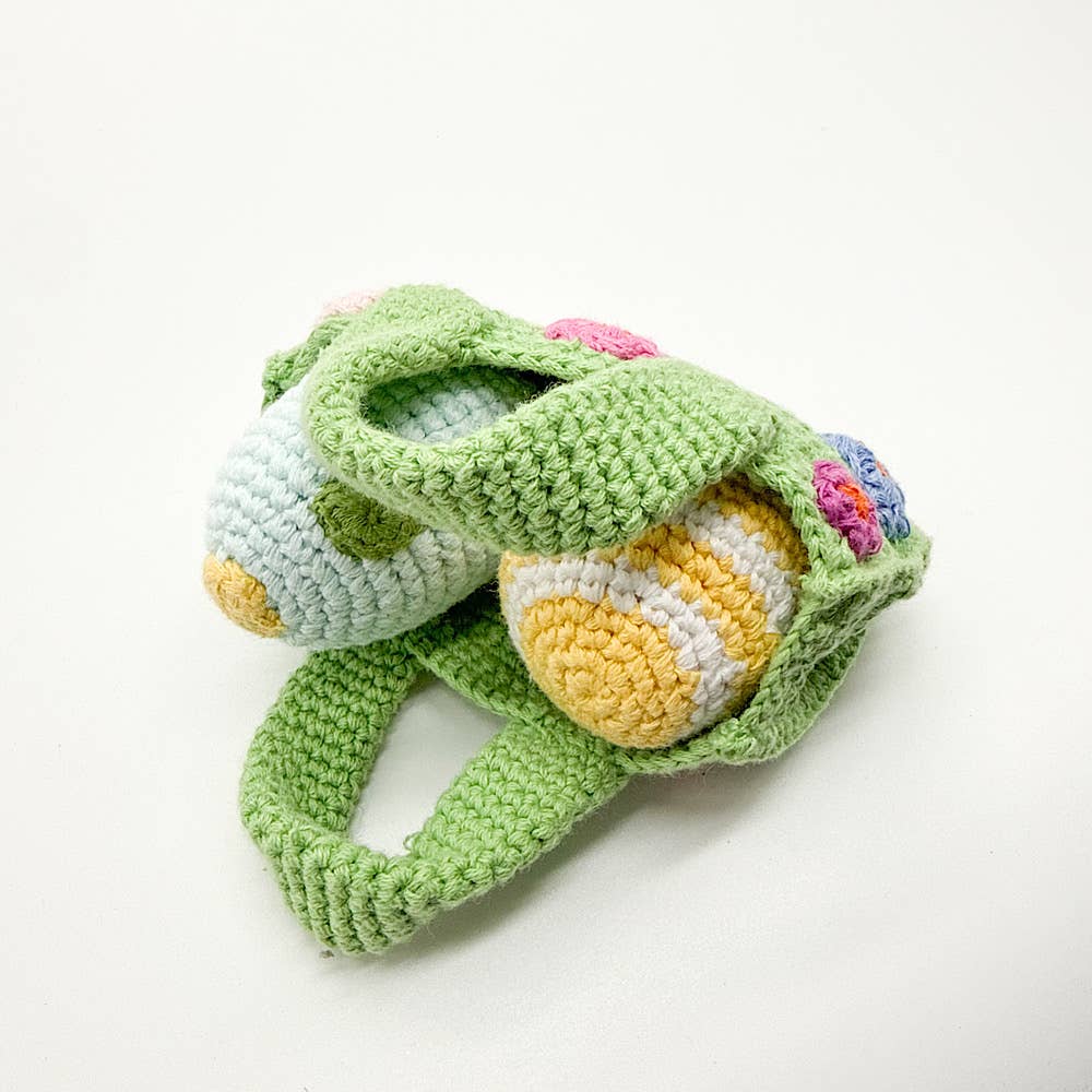 Easter Basket with Plush Eggs – Handmade Cotton Gift Basket