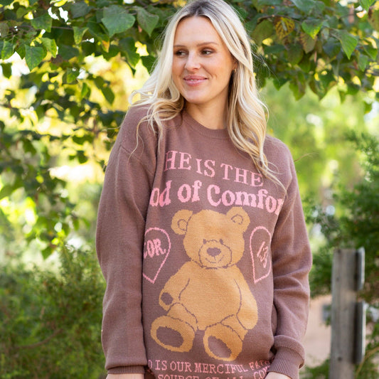 God of Comfort Jacquard Sweater: Brown / L