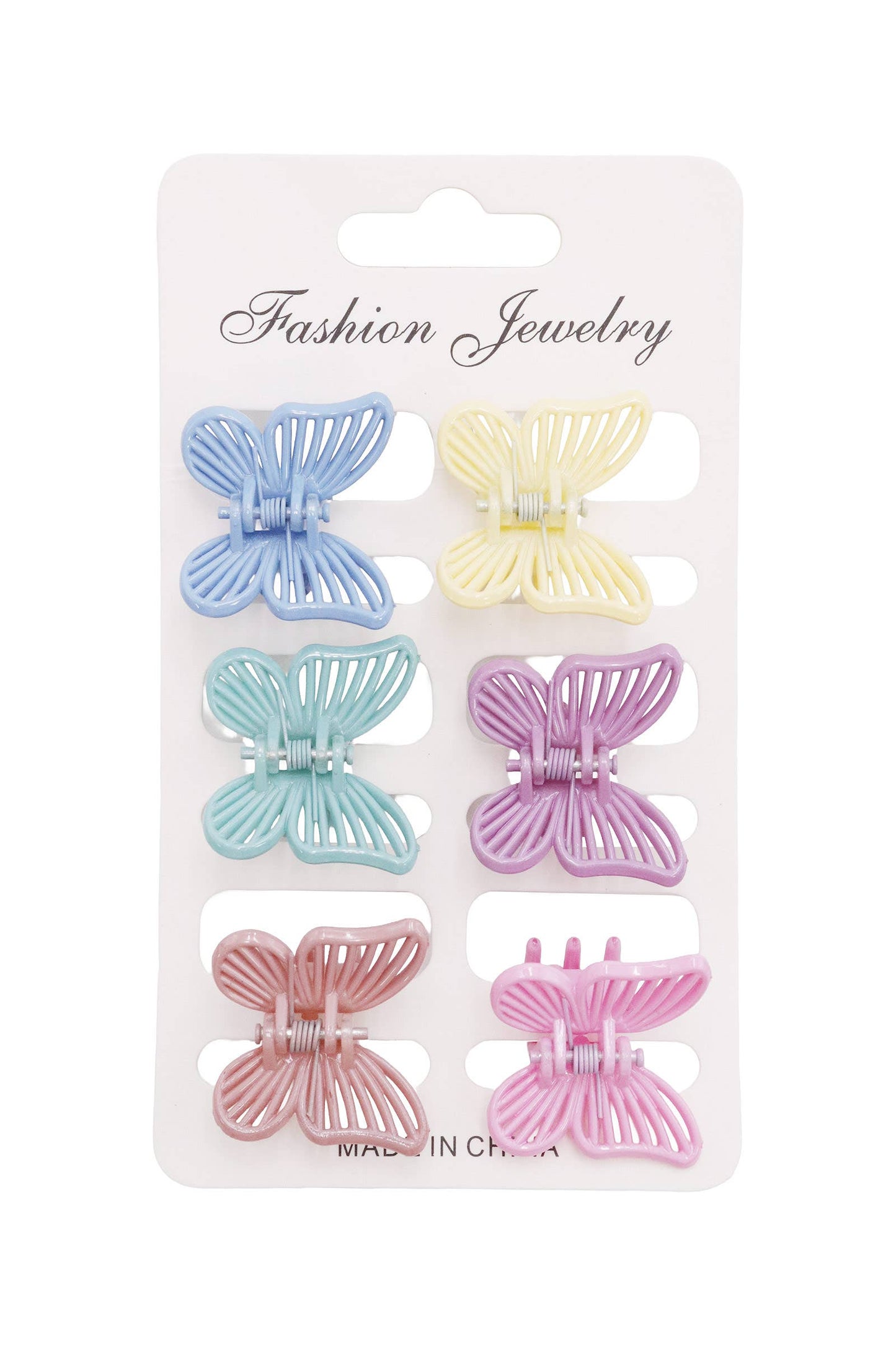 Mini Butterfly Hollow-out Hair Claw - 6 Set: ASSORTED / ONE SIZE