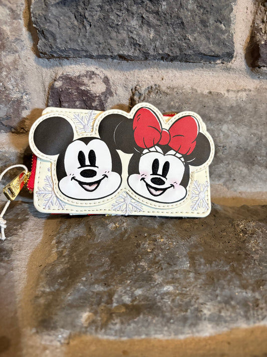 Loungefly Mickey and Friends Holiday Zip around card holder
