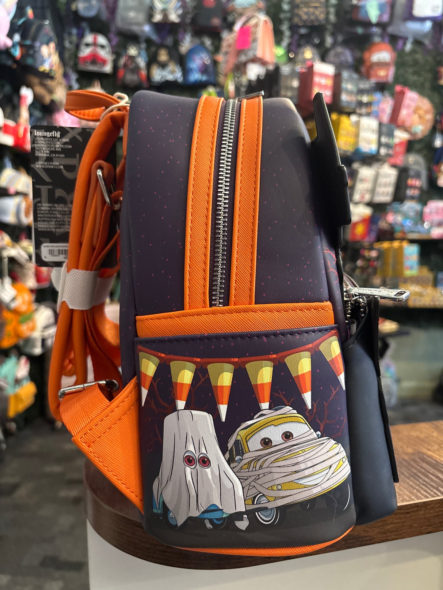 Loungefly Pixar Cars McQueen and Mater Costumes Glow in the Dark Mini Backpack