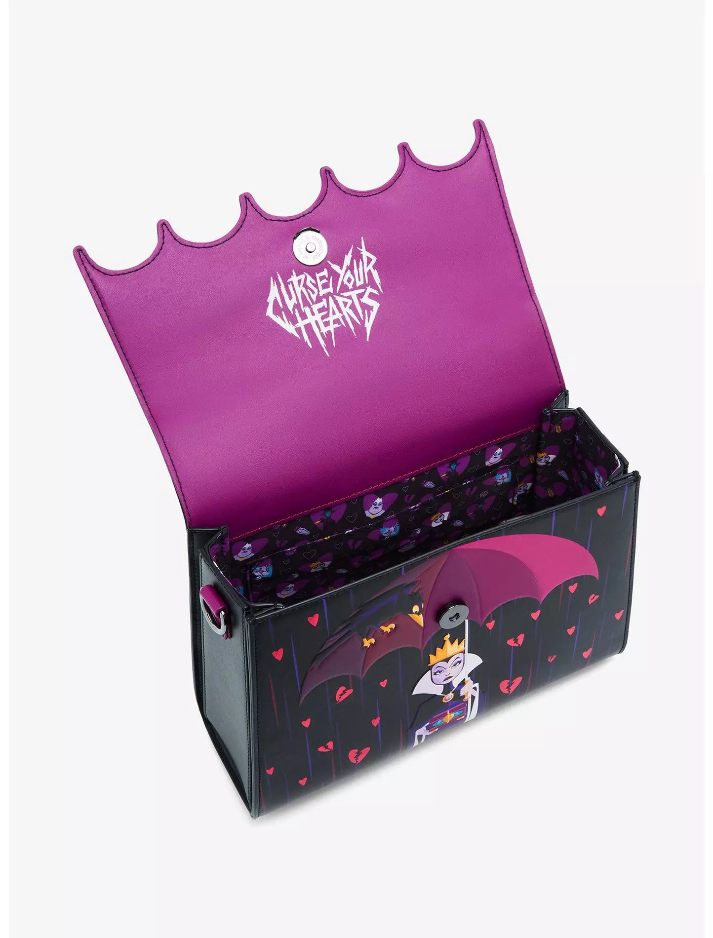 Loungefly Disney Villains Evil Queen and Ursula Curse Your Hearts Umbrella Crossbody