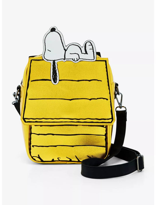 Loungefly Peanuts 75th Anniversary Snoopy on Doghouse Metallic Crossbody