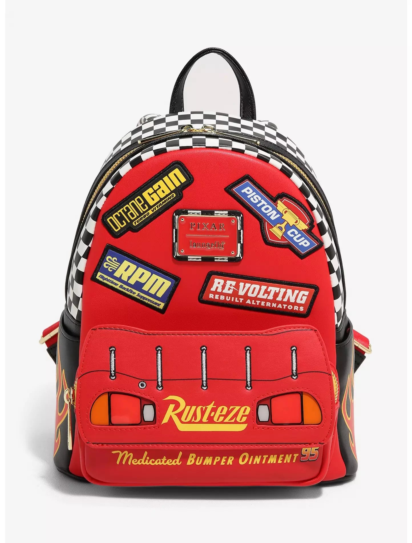 Loungefly Disney Pixar Cars Lightning McQueen Rust-eze Patches Mini Backpack - Light Up