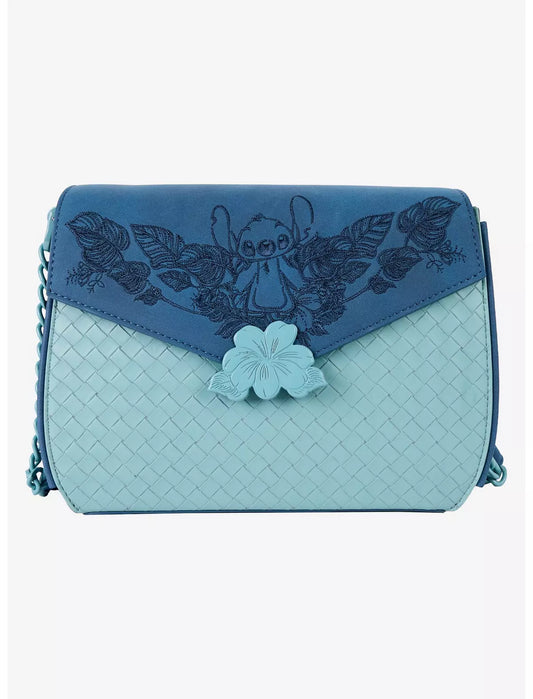 Lilo & Stitch Suede Stitch with Flowers Crossbody Bag