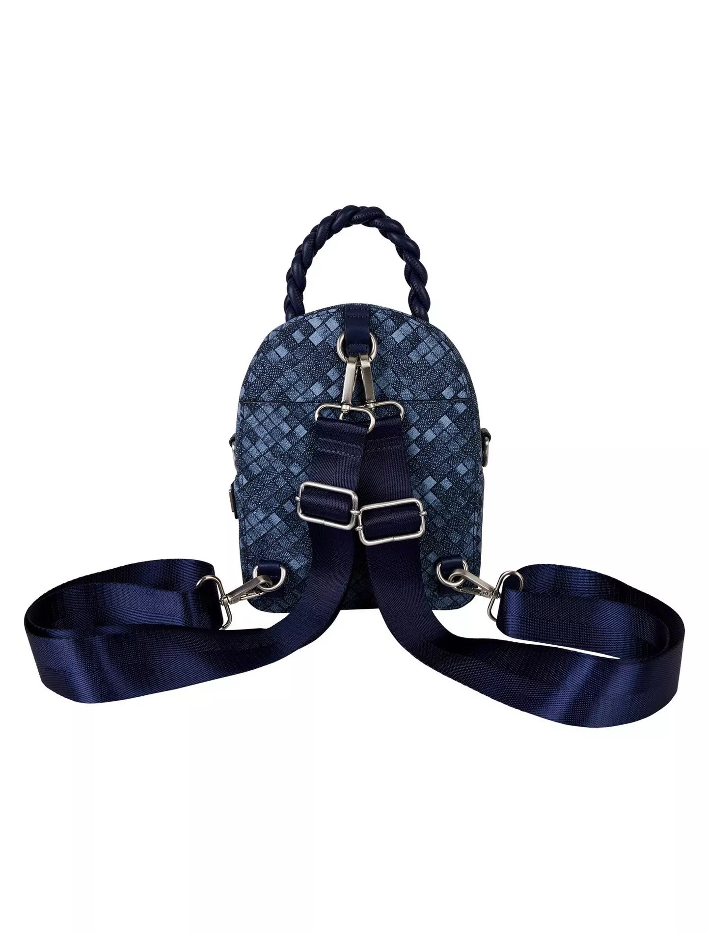 Loungefly Woven Faux Denim Convertible Mini Backpack
