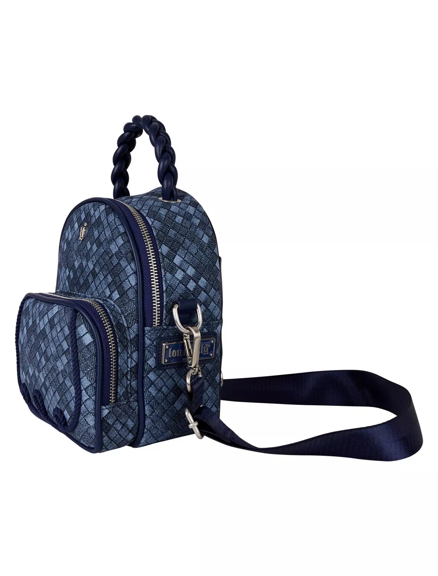 Loungefly Woven Faux Denim Convertible Mini Backpack