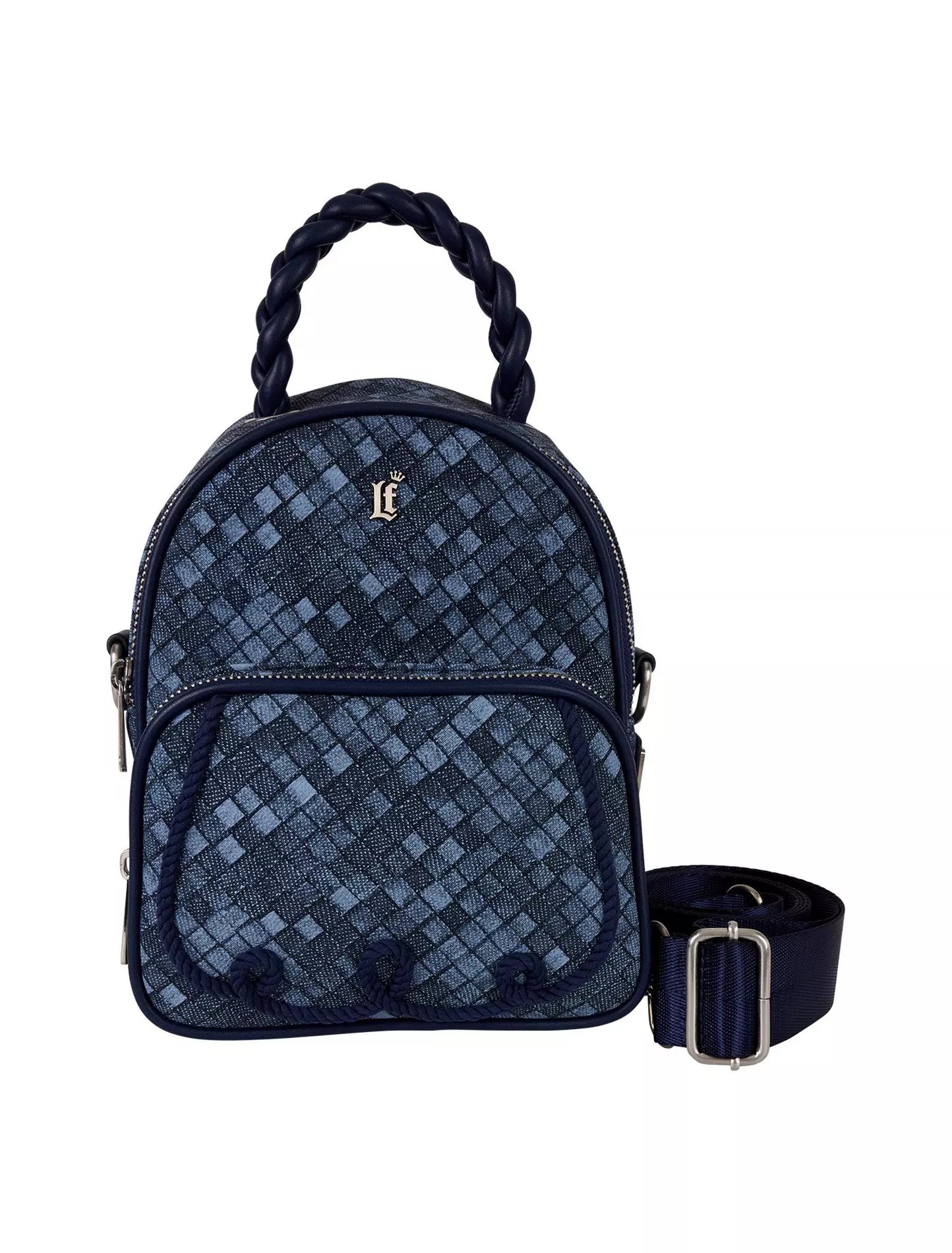 Loungefly Woven Faux Denim Convertible Mini Backpack