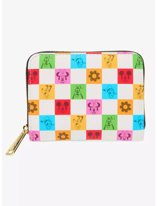 Loungefly Disney Mickey Mouse & Friends Floral Checkered Wallet