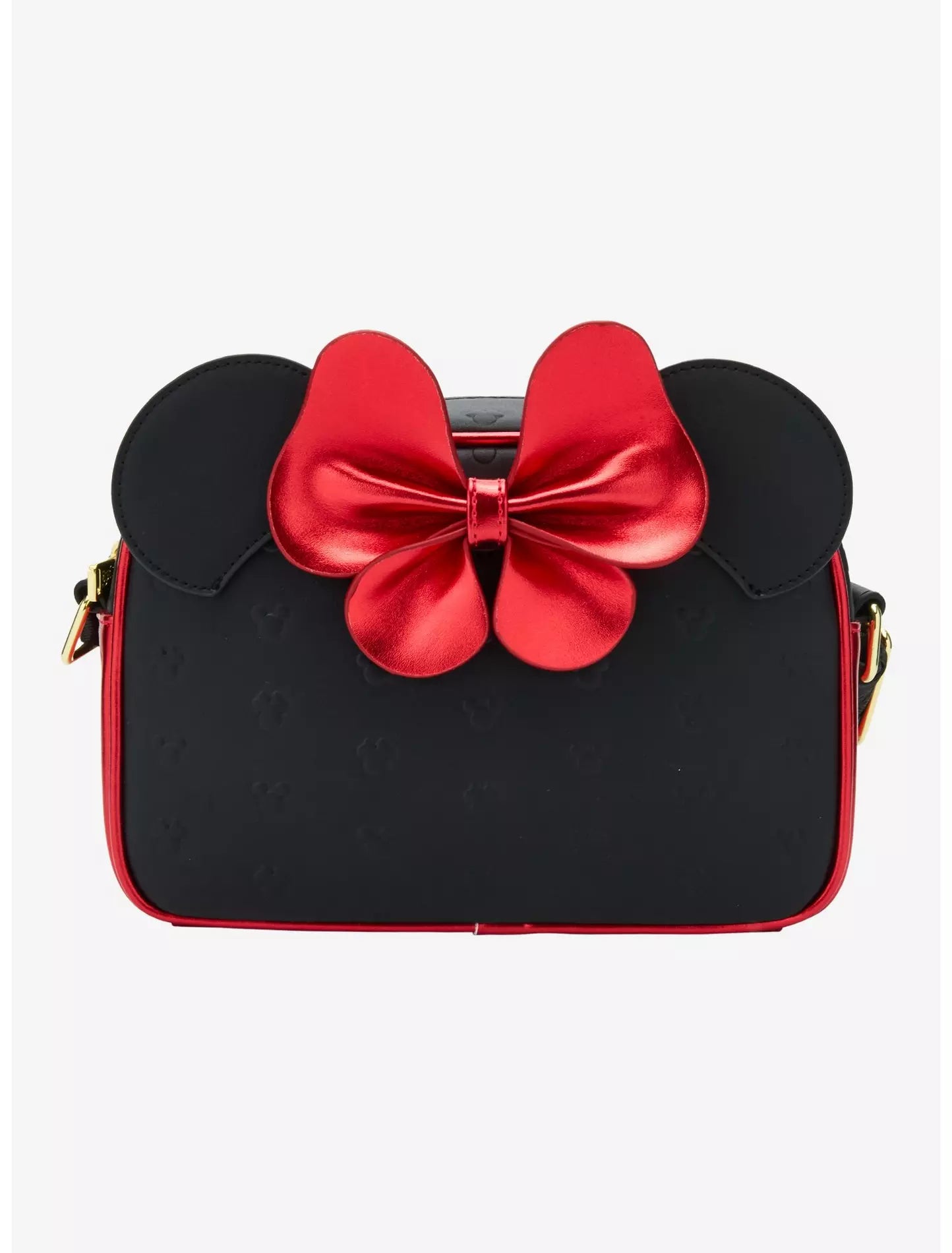 Loungefly Disney Minnie Mouse Metallic Red Bow Ears Crossbody