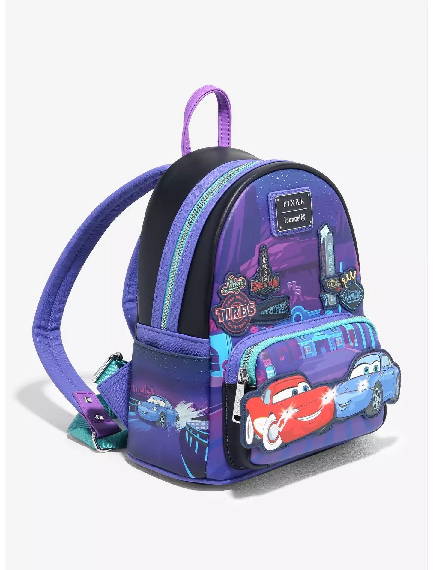 Loungefly Disney Pixar Cars Lightning McQueen & Sally Nighttime Mini Backpack -  Light Up