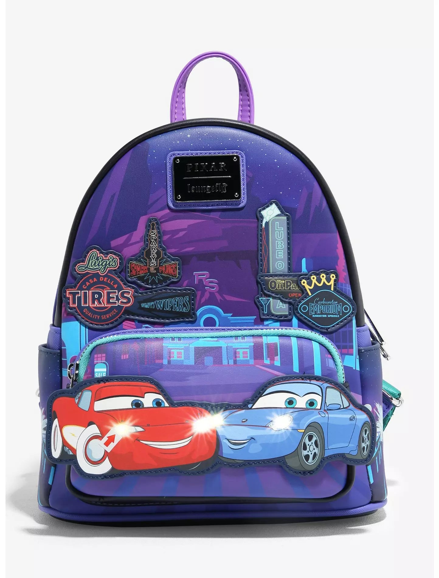 Loungefly Disney Pixar Cars Lightning McQueen & Sally Nighttime Mini Backpack -  Light Up