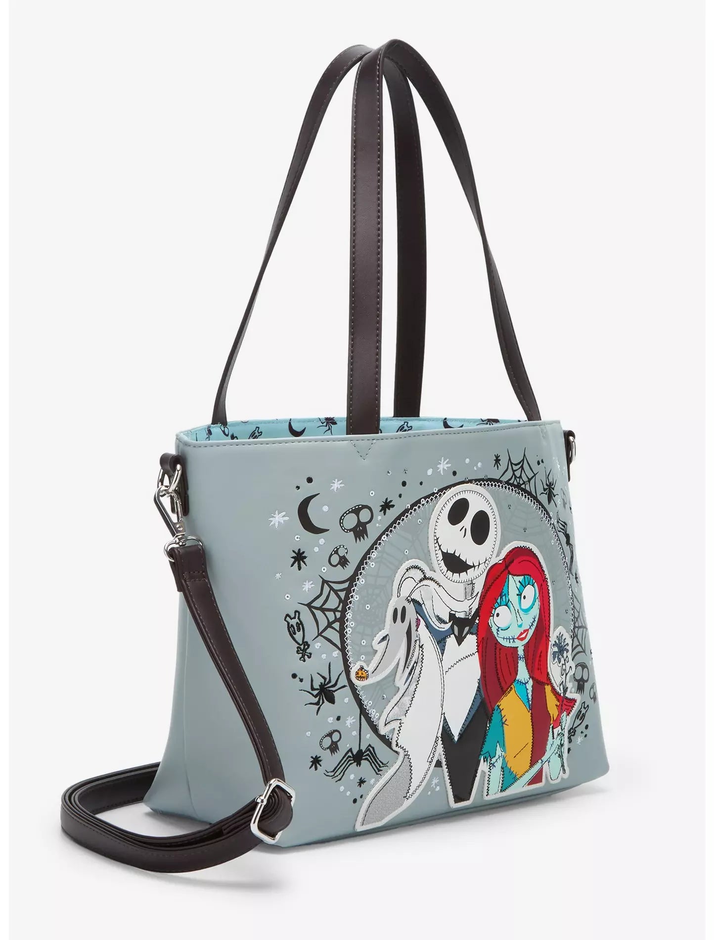 Loungefly Disney The Nightmare Before Christmas Jack, Sally, & Zero Sequin Tote Bag