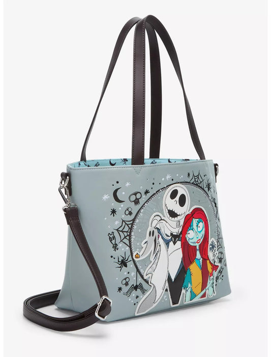 Loungefly Disney The Nightmare Before Christmas Jack, Sally, & Zero Sequin Tote Bag